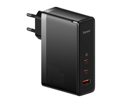 Ładowarka i akumulator Baseus Ładowarka sieciowa GaN5 Pro 2xUSB-C + USB, 140W (czarna)